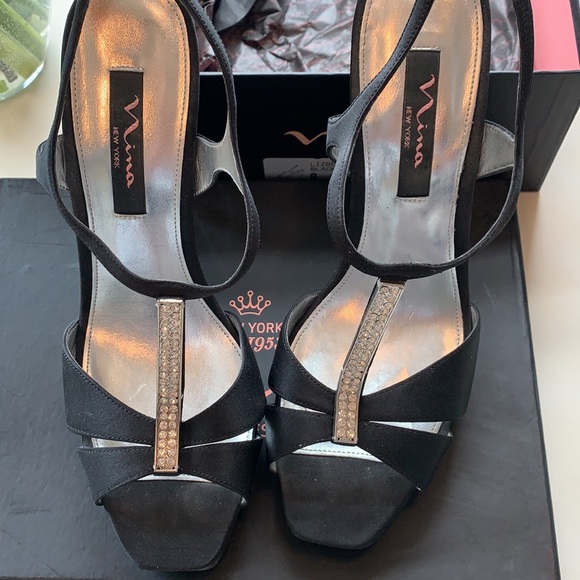 Stunning Black with Rhinestone Heels - Never Worn - Picture 3 of 3